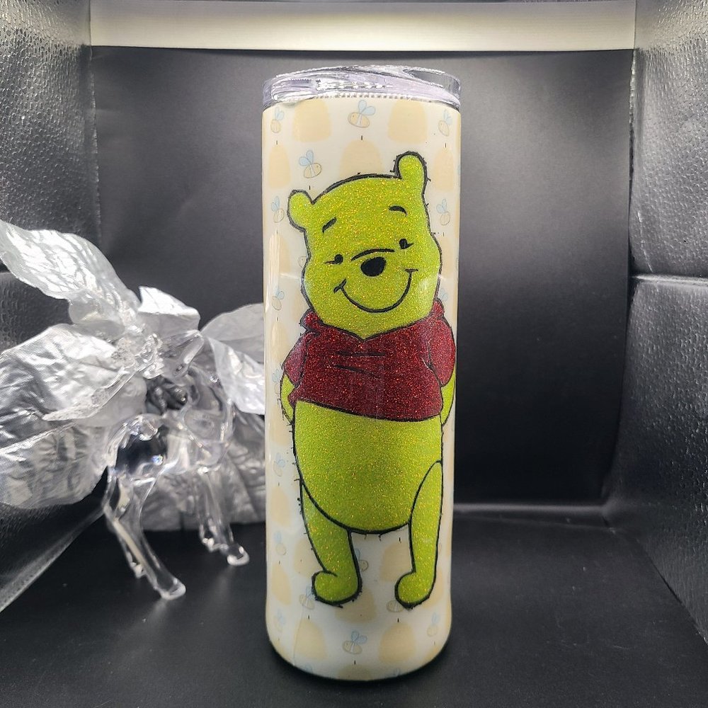 Pooh & Honey Glittered 20 oz. Skinny Tumbler